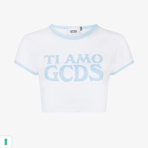 Women's White and Blue Short Sleeve Tee